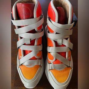 Chloe high tops in bright orange and grey/tan size 7